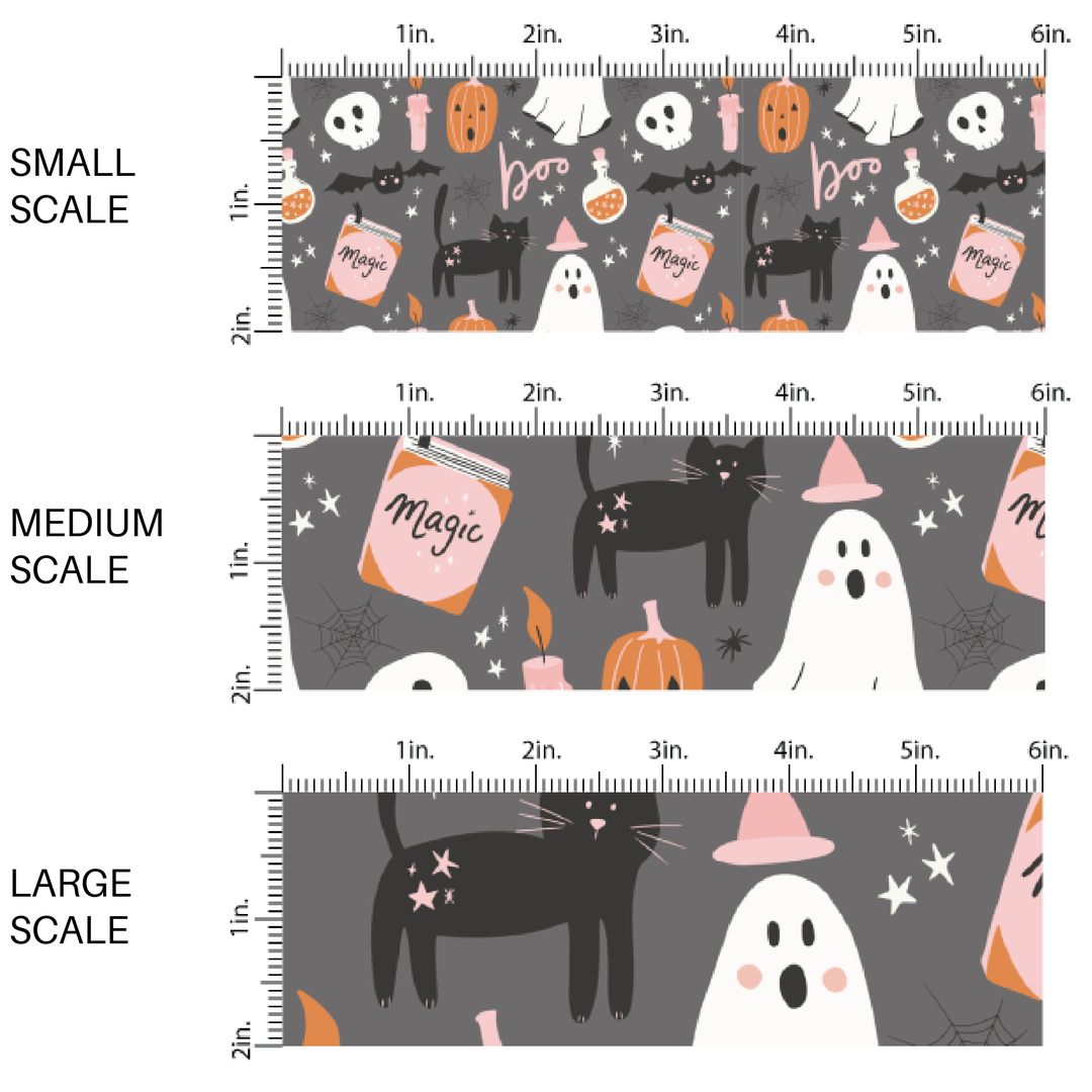 Friendly Haunts Charcoal Fabric By The Yard