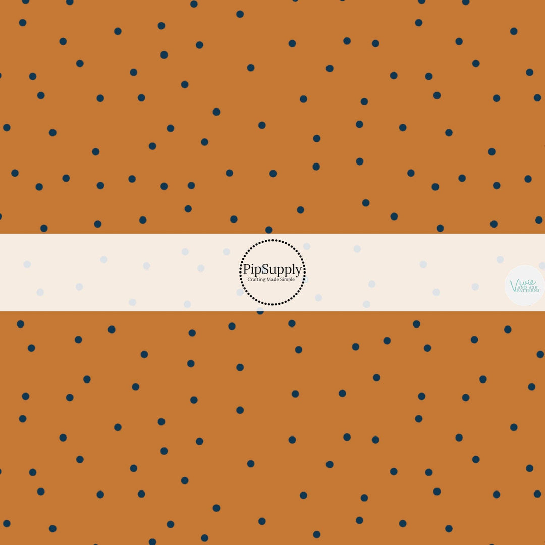 Black Scattered Dots on Pumpkin Hair Bow Strips