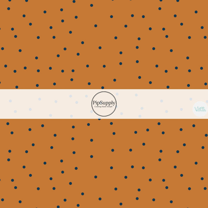 Black Scattered Dots on Pumpkin Hair Bow Strips