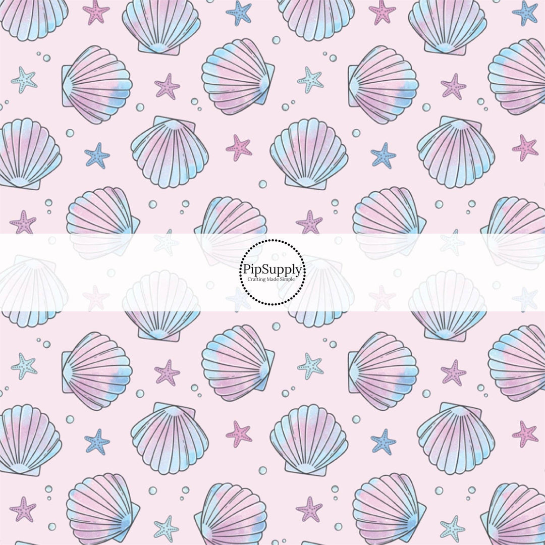 Pastel Watercolor Shells Hair Bow Strips