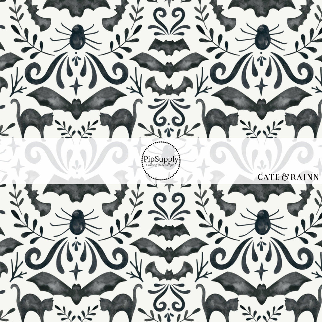 Black Halloween Shadows Fabric By The Yard