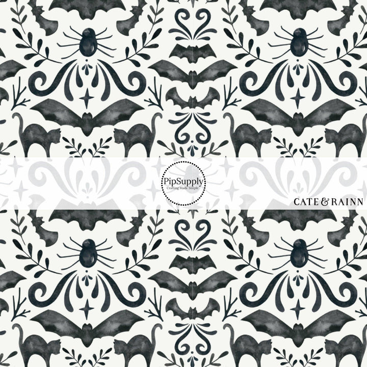 Black Halloween Shadows Fabric By The Yard