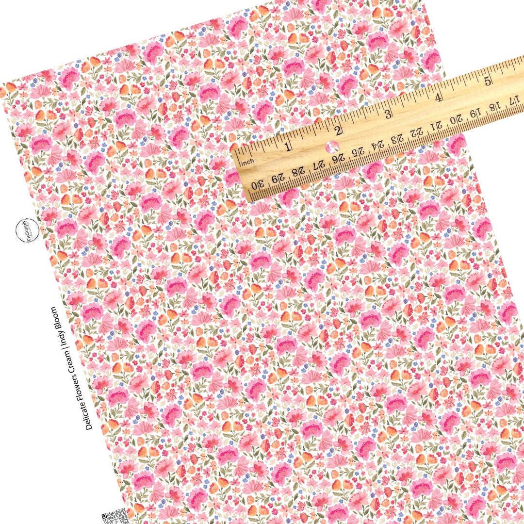 Delicate Flowers Cream Faux Leather Sheets