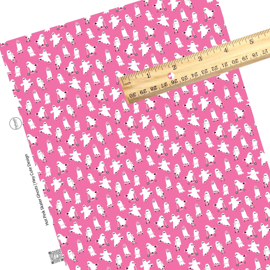 Hot Pink Skater Ghosts Faux Leather Sheets