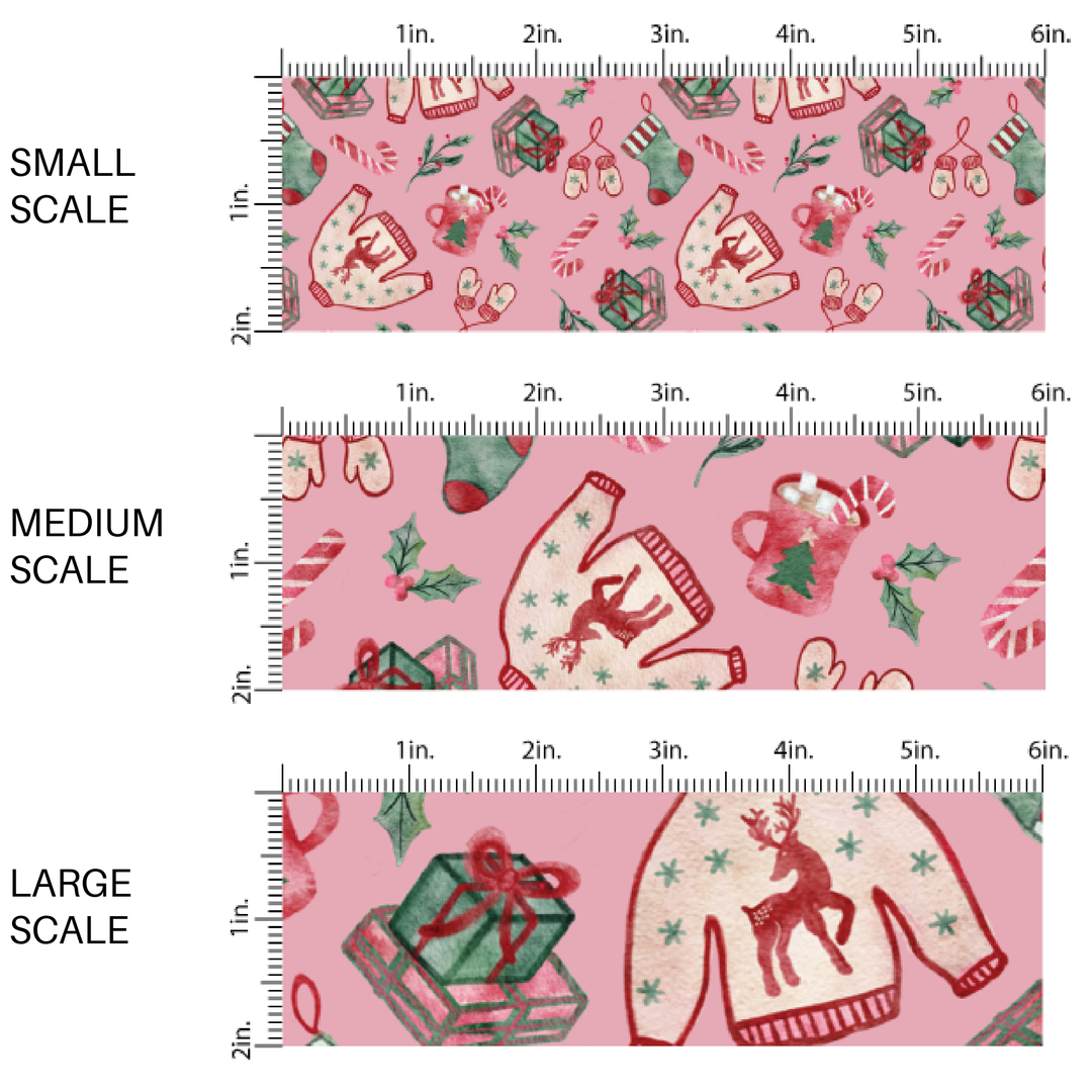 Ugly Sweater Party Pink Fabric By The Yard
