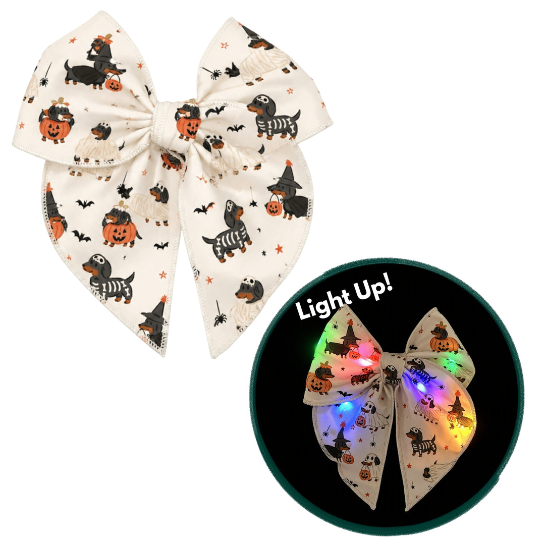 Hallo-Weenie Light Up Bow W/ Clip