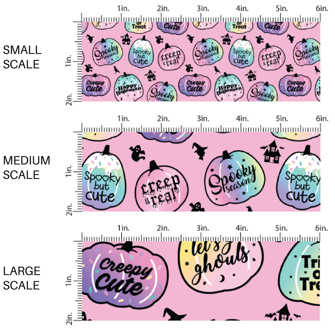 Pumpkin Sayings on Light Pink Fabric By The Yard