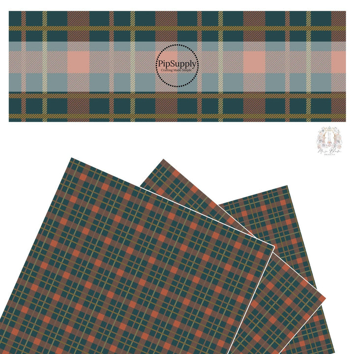 Back to School Gingham Peacock Blue Faux Leather Sheets