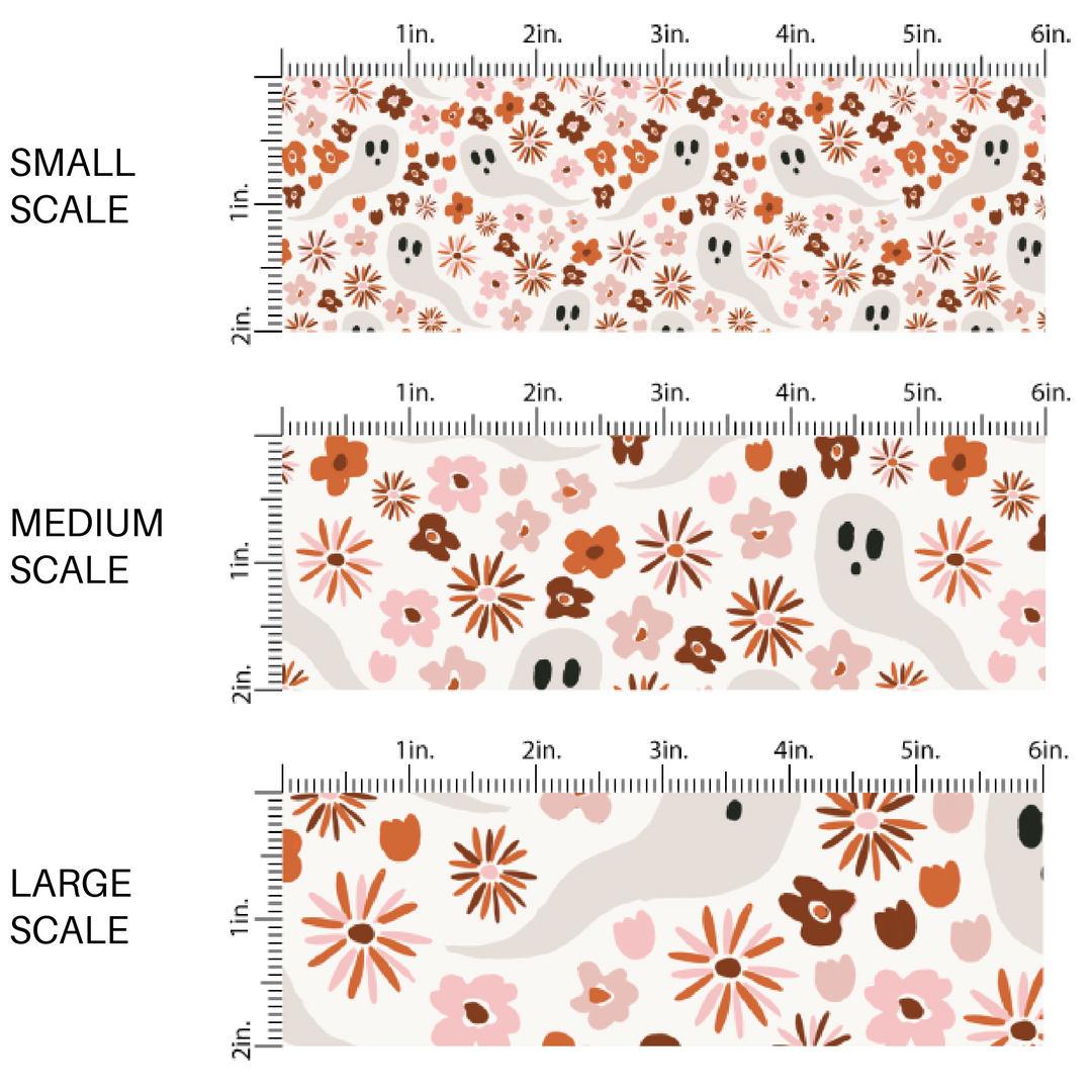 Ghosts and Florals Cream Fabric By The Yard