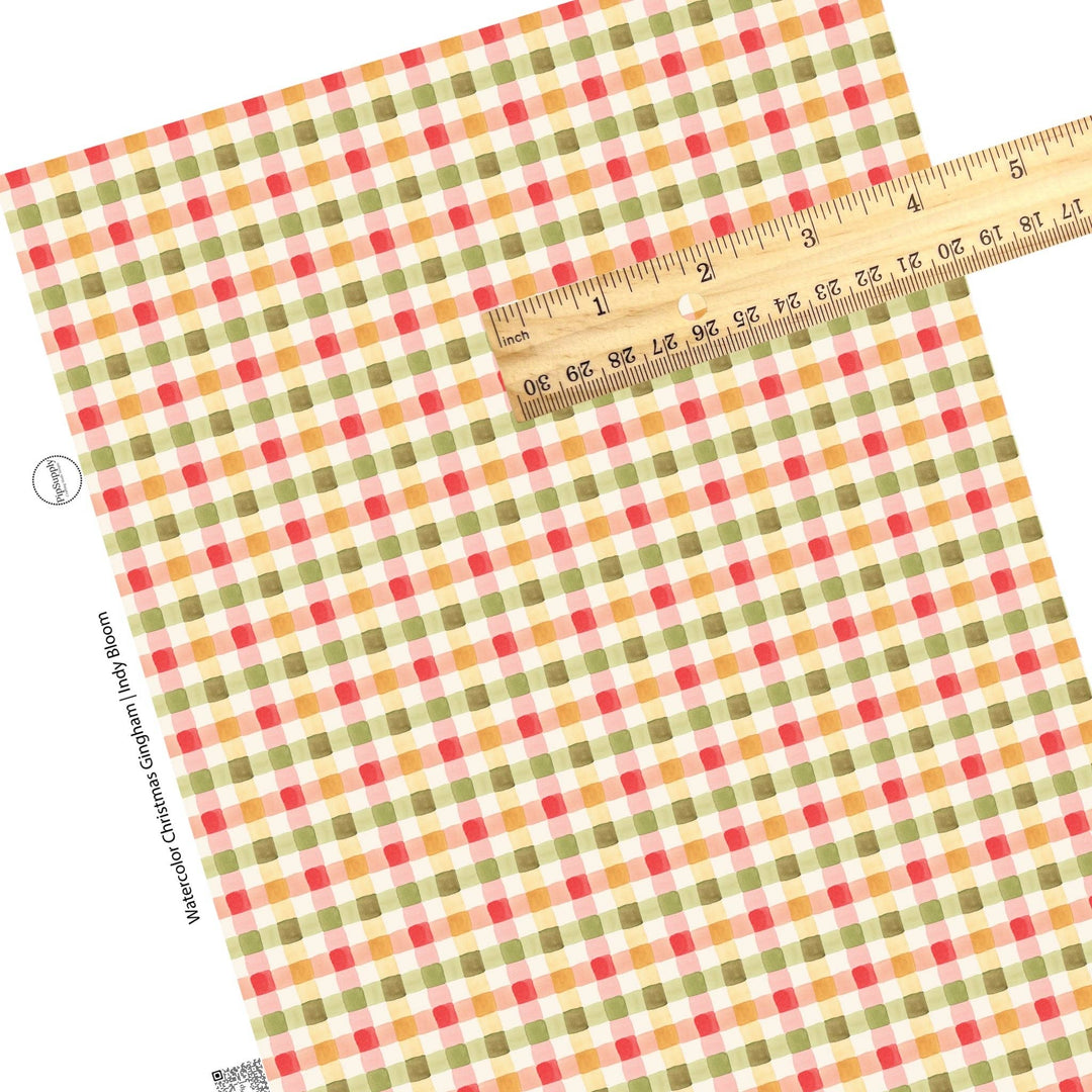 Watercolor Christmas Gingham Faux Leather Sheets