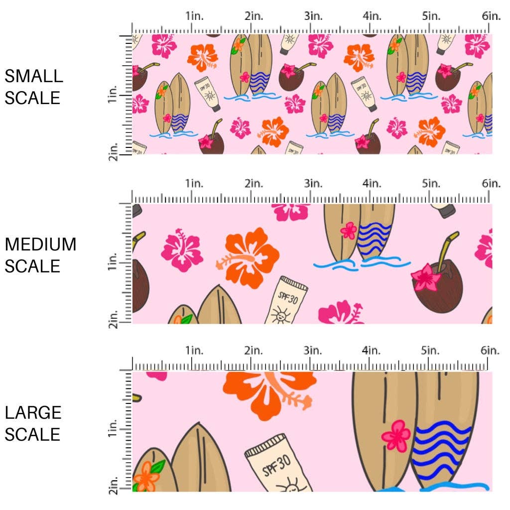 Surfin’ and Sippin’ Pink Fabric By The Yard