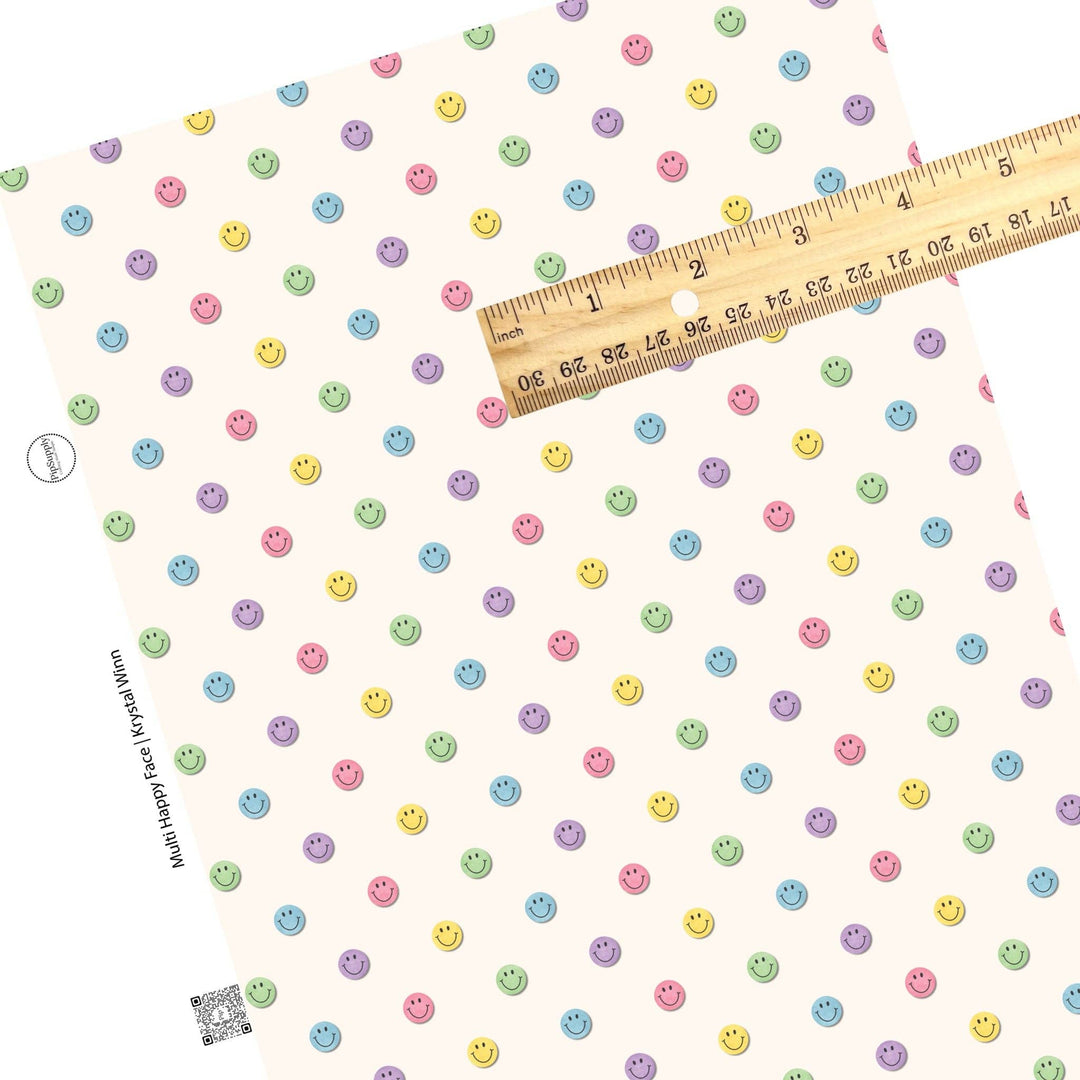 Multi Happy Face Faux Leather Sheets