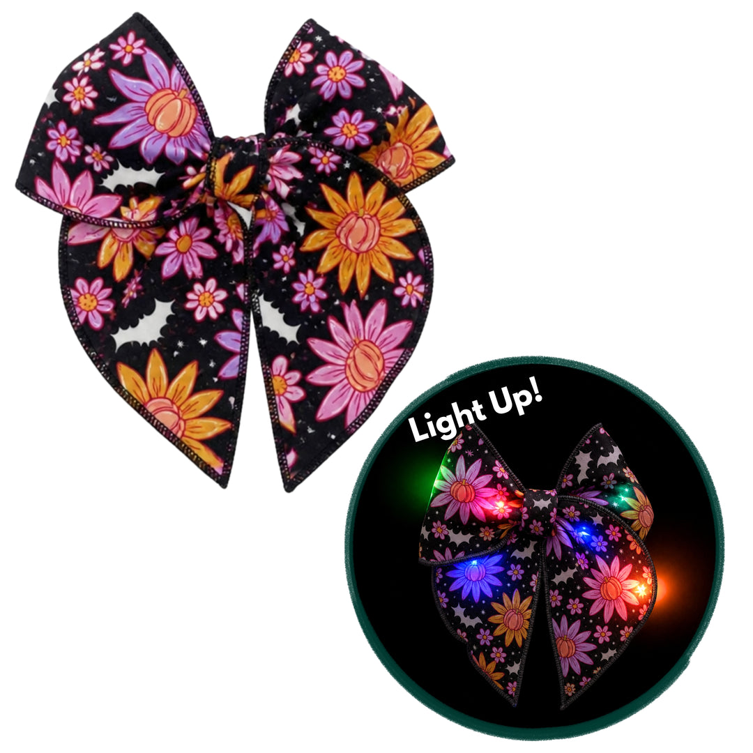 Floral Fright Light Up Bow W/ Clip