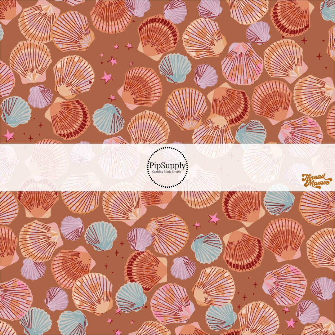 Vintage Seashells on Copper Hair Bow Strips