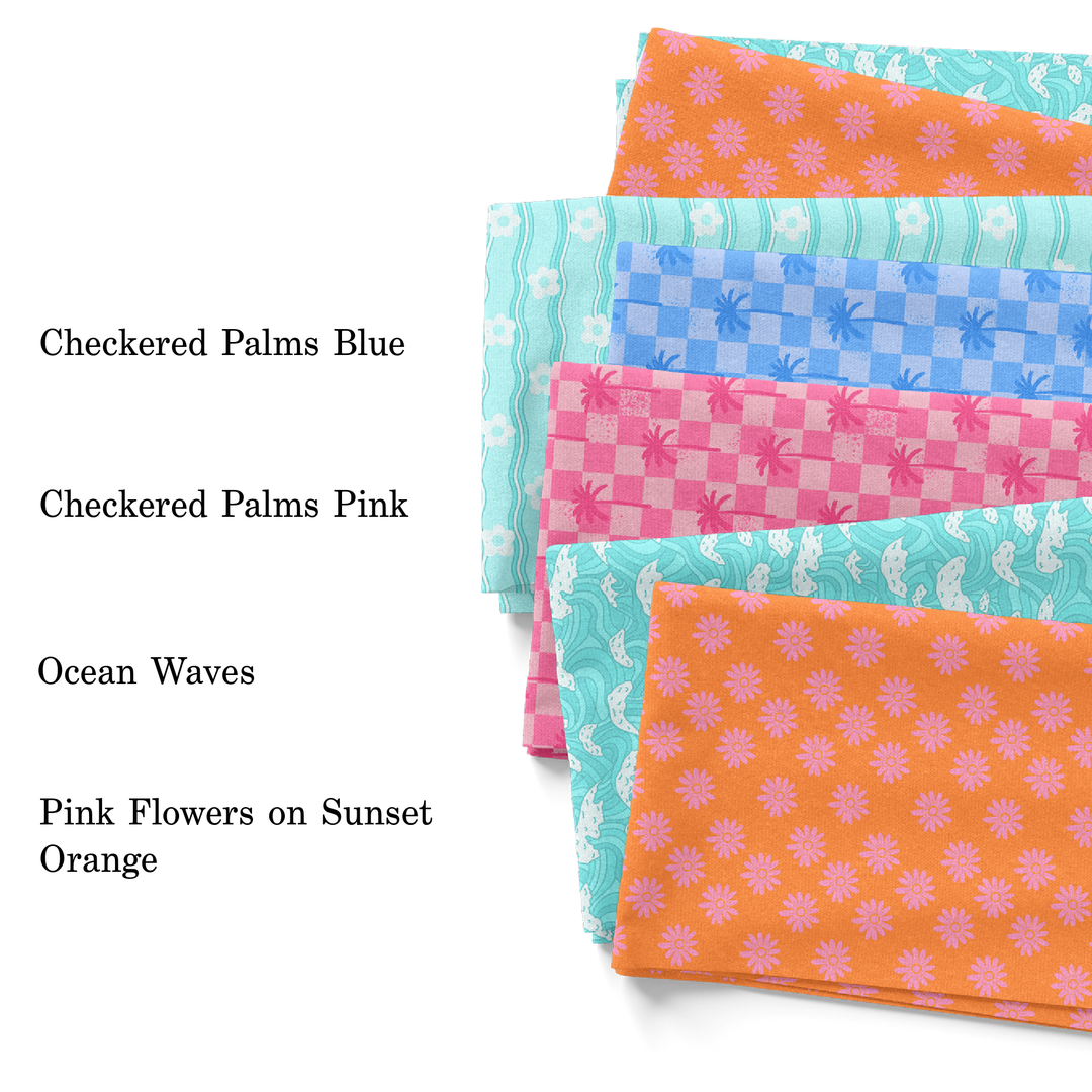 Checkered Palms Pink Fabric By The Yard