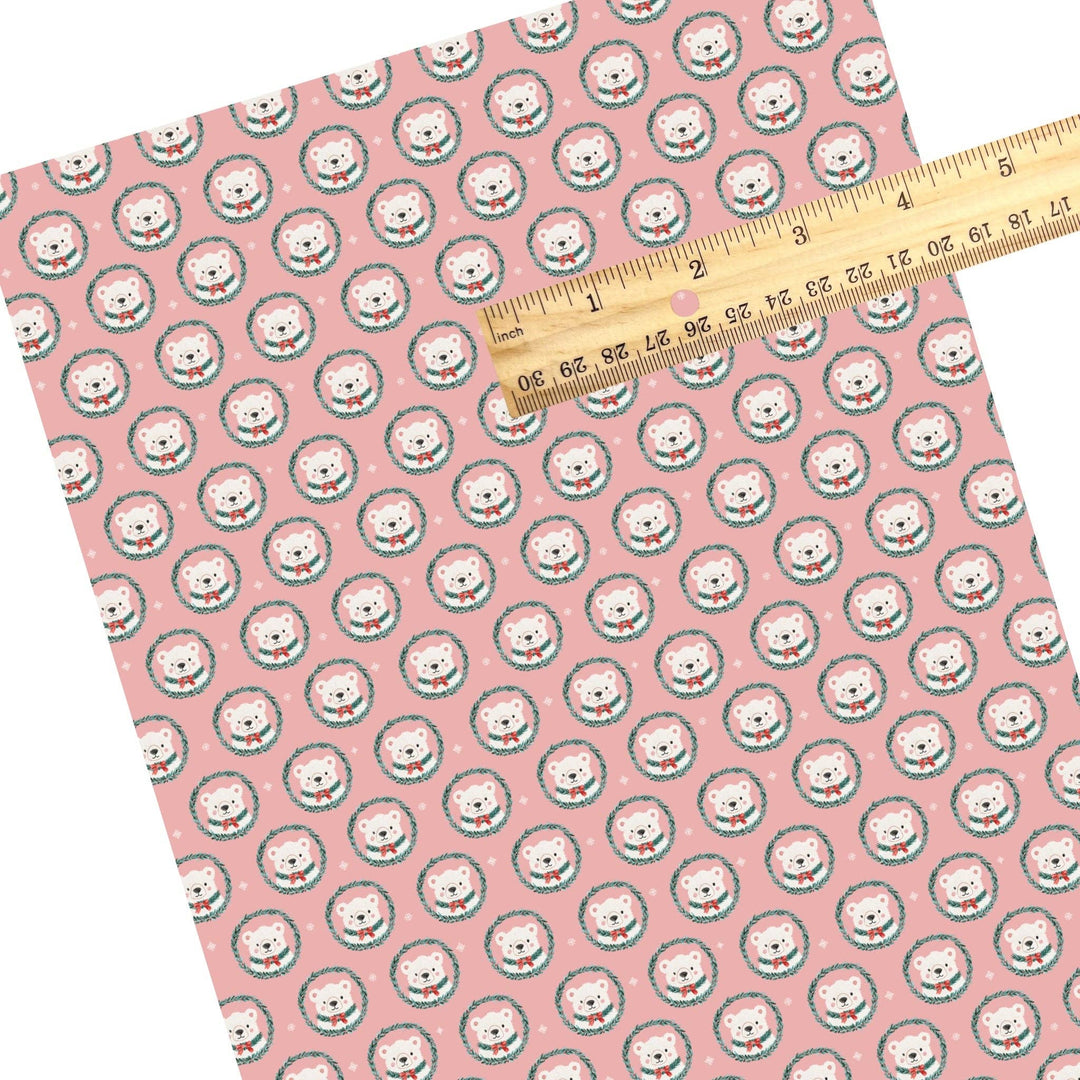 Polar Wreath Pink Faux Leather Sheets