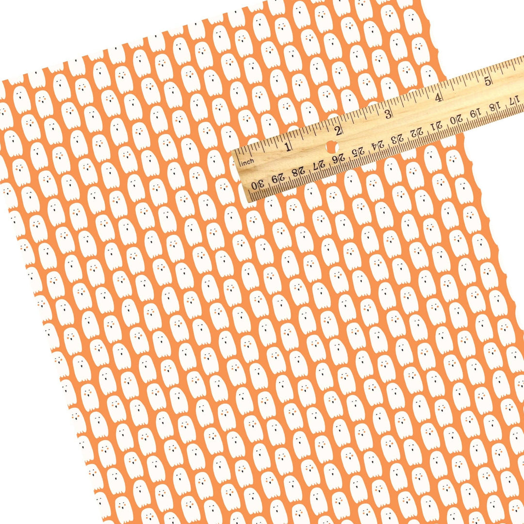 Retro Ghoul Ghost Orange Faux Leather Sheets