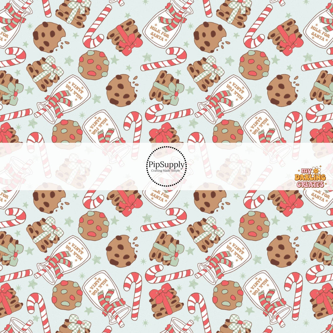 Cookies for Santa Mint Hair Bow Strips