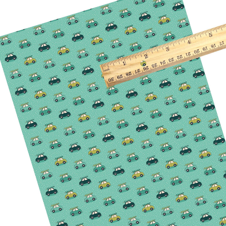 Aqua Tree Truck Faux Leather Sheets
