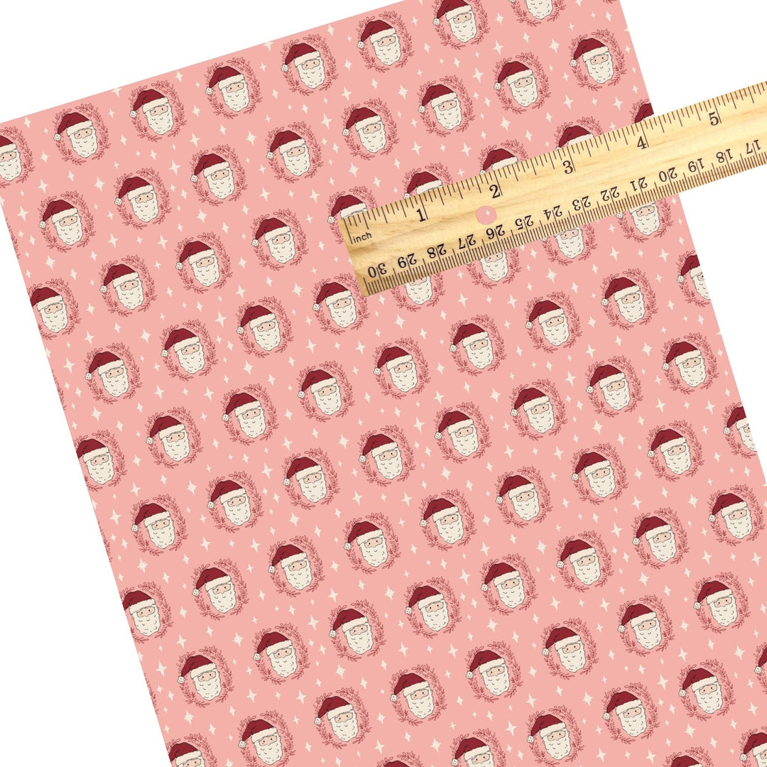 Pink Santas and Stars Faux Leather Sheets