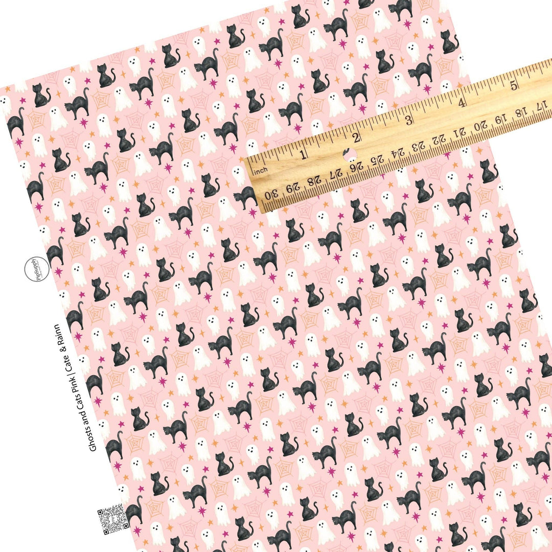 Ghosts and Cats Pink Faux Leather Sheets
