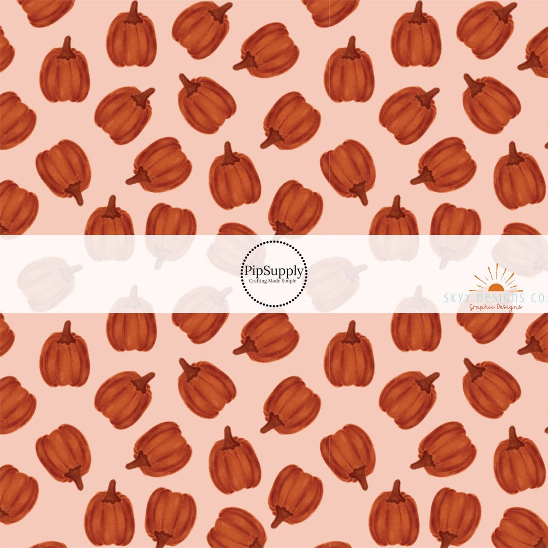 Burnt Orange Pumpkins Fabric By The Yard