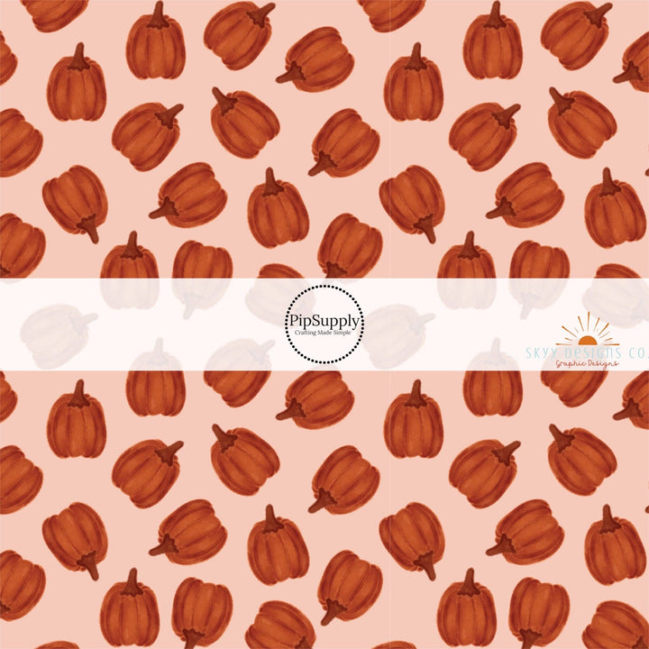 Burnt Orange Pumpkins Fabric By The Yard