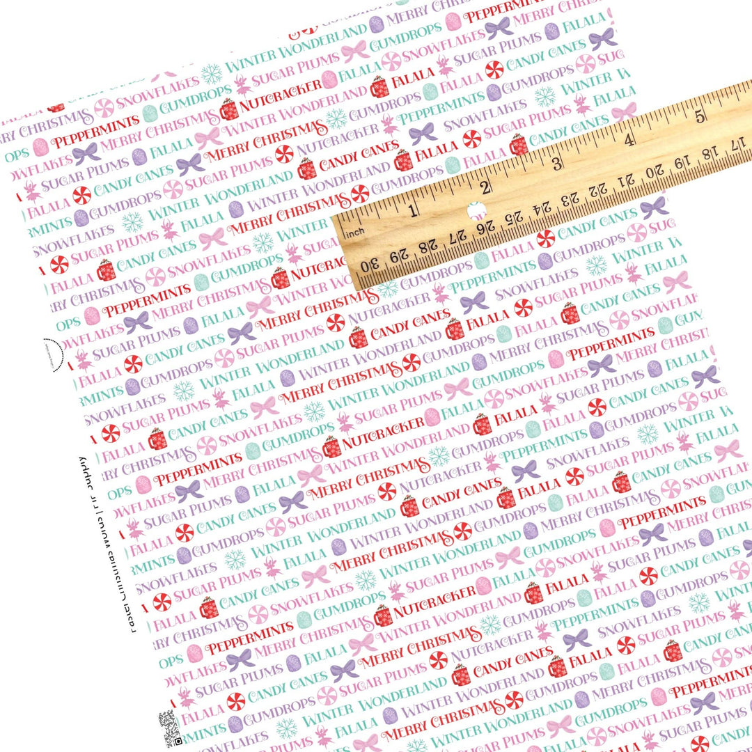Pastel Christmas Words Faux Leather Sheets