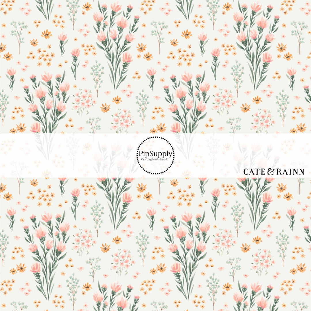 Blush Wildflowers Fabric By The Yard