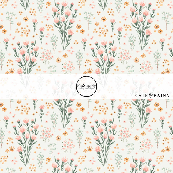 Blush Wildflowers Fabric By The Yard