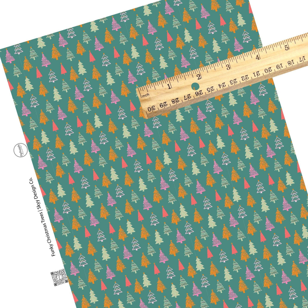 Funky Christmas Trees Faux Leather Sheets