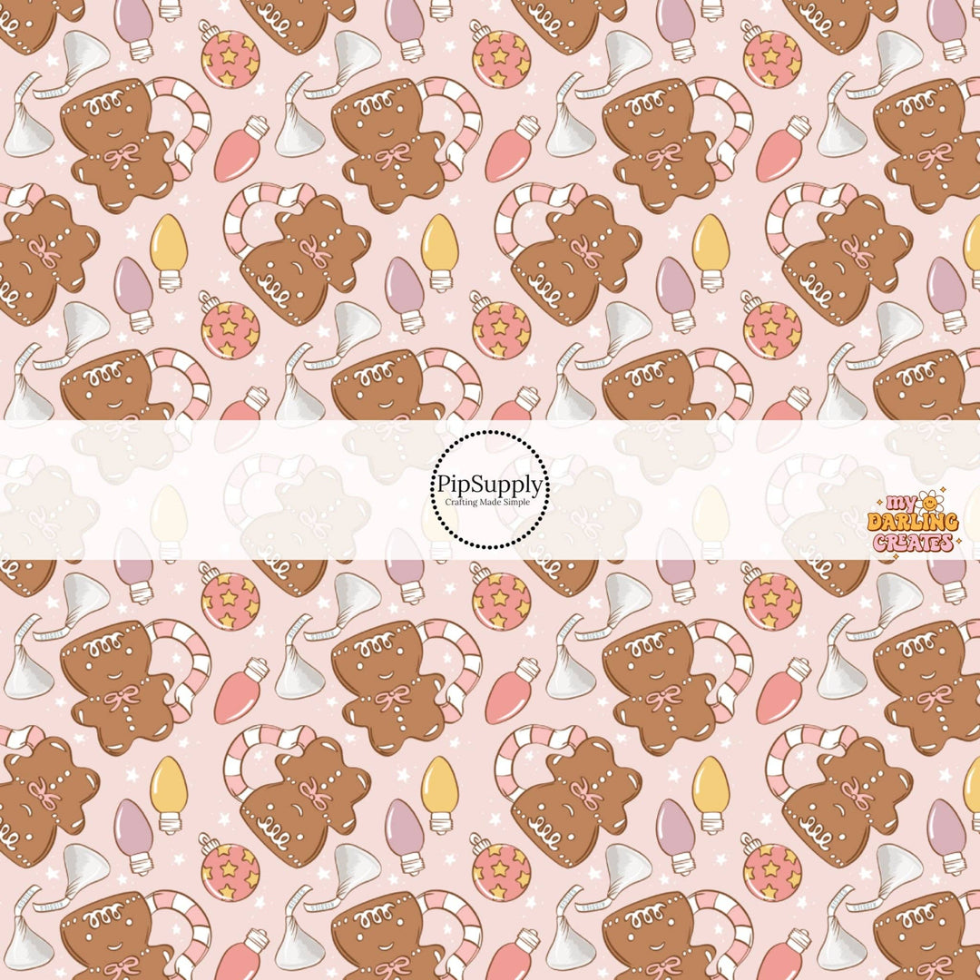 Gingerbread Mugs Pink Hair Bow Strips