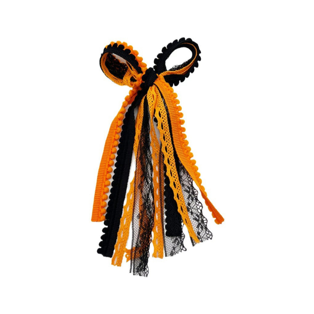 Trick Or Trim Messy Ribbon Hair Tied Bow w/ Clip
