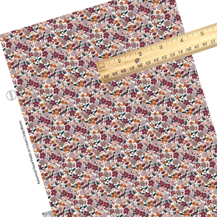 Autumnal Floral Fields on Cream Faux Leather Sheets