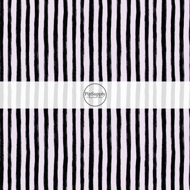 Black and Pale Lilac Spooky Stripes Fabric By The Yard