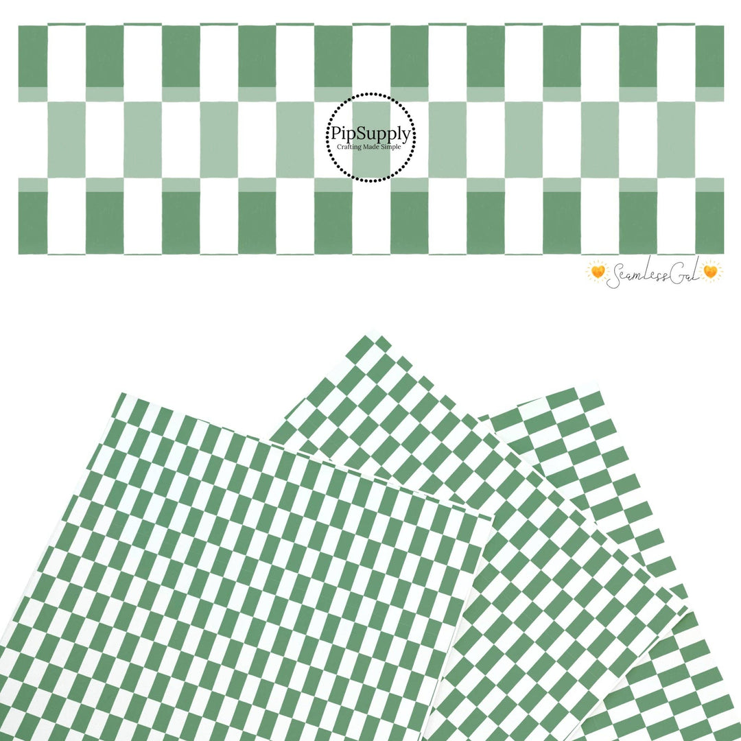 Christmas Green Checker Faux Leather Sheets