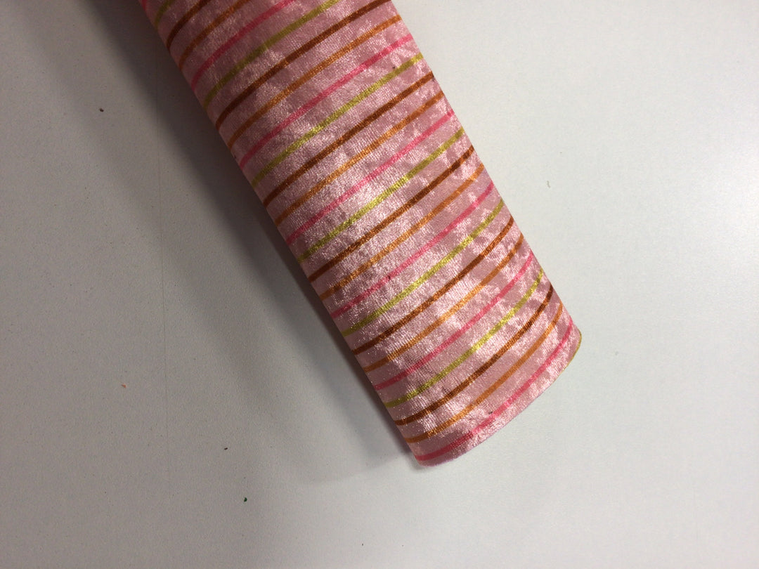 Pink Autumn Pinstripe Velvet Vegan Leather Sheets