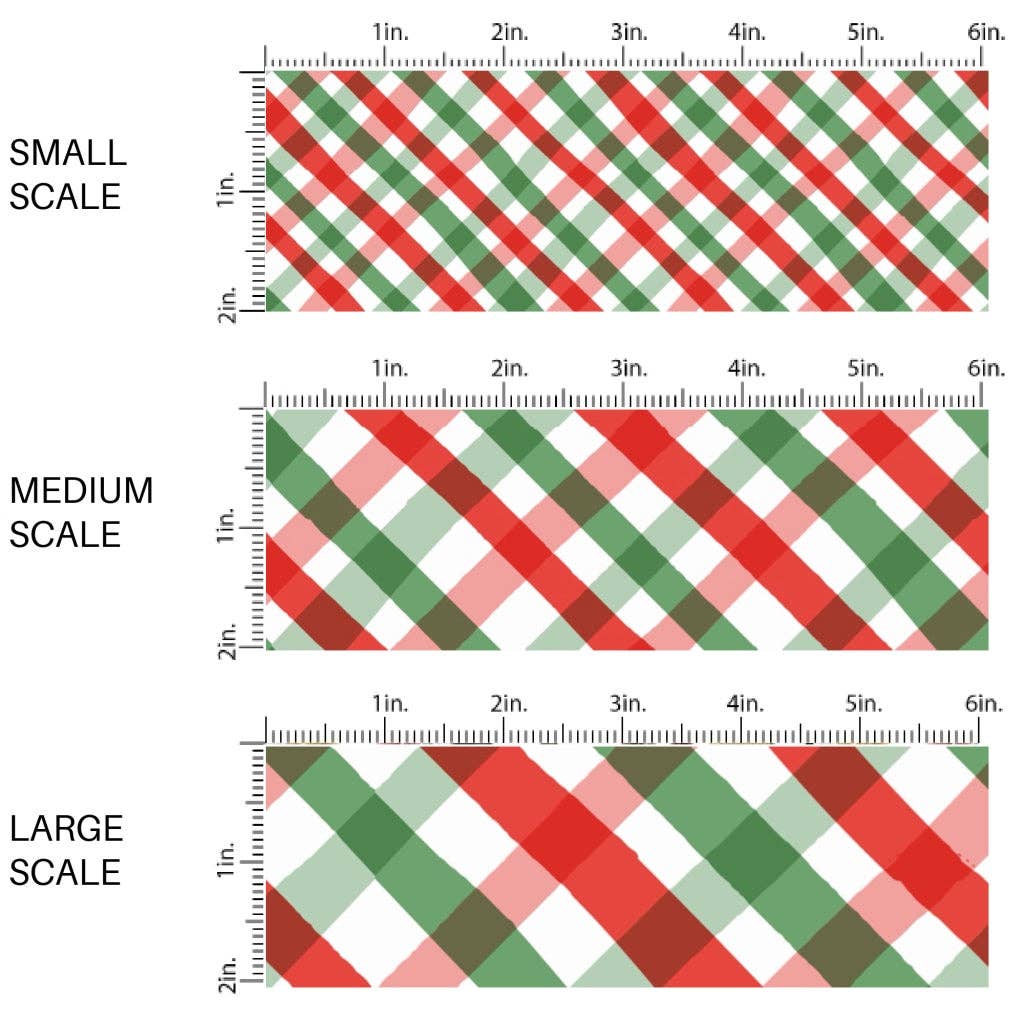 Diagonal Christmas Gingham Fabric By The Yard