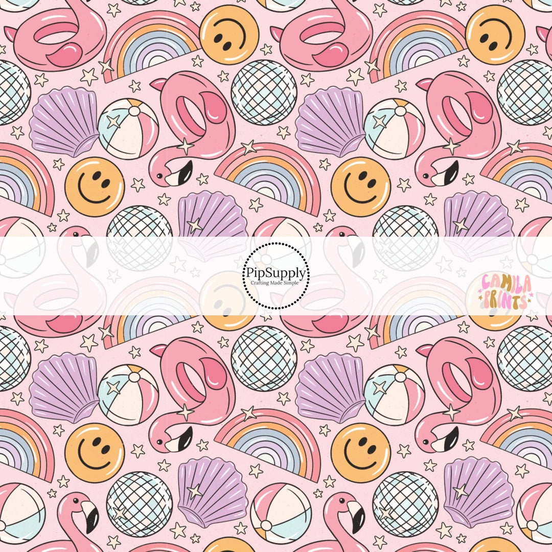Pool Floats Pink Hair Bow Strips