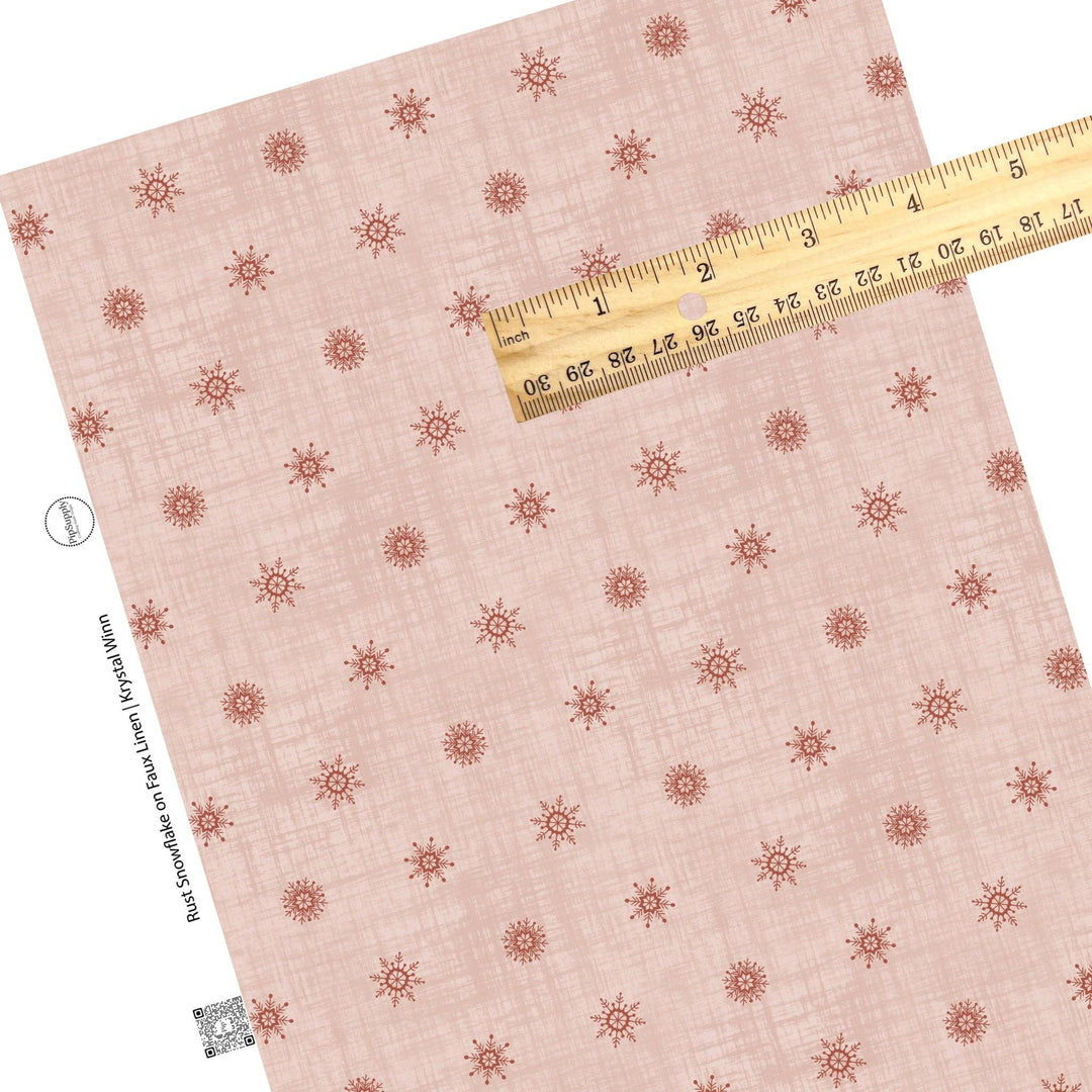Rust Snowflake on Faux Linen Faux Leather Sheets