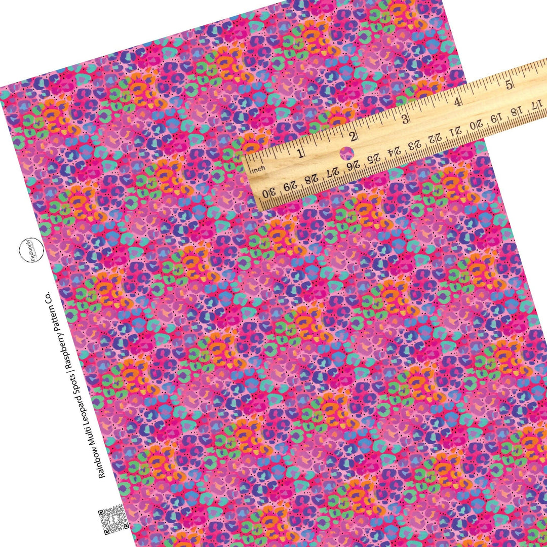 Rainbow Multi Leopard Spots Faux Leather Sheets