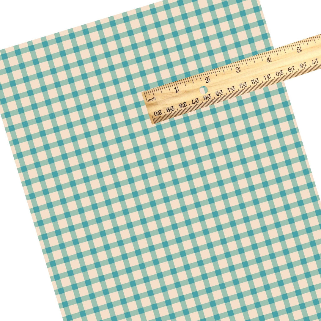 Teal Summer Haze Plaid Faux Leather Sheets