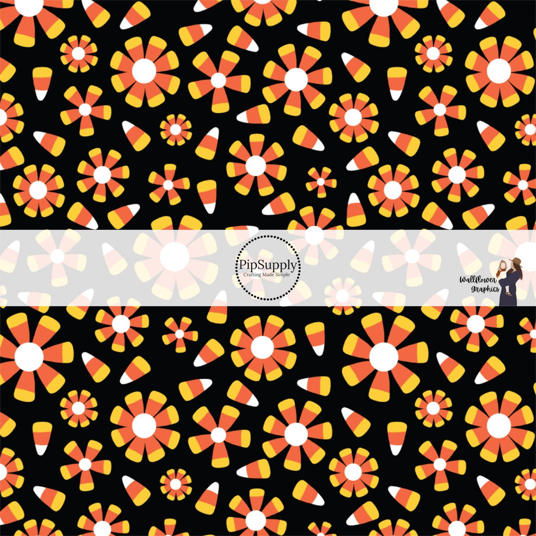 Candy Corn Floral Fabric By The Yard