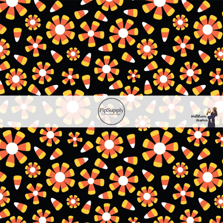 Candy Corn Floral Fabric By The Yard