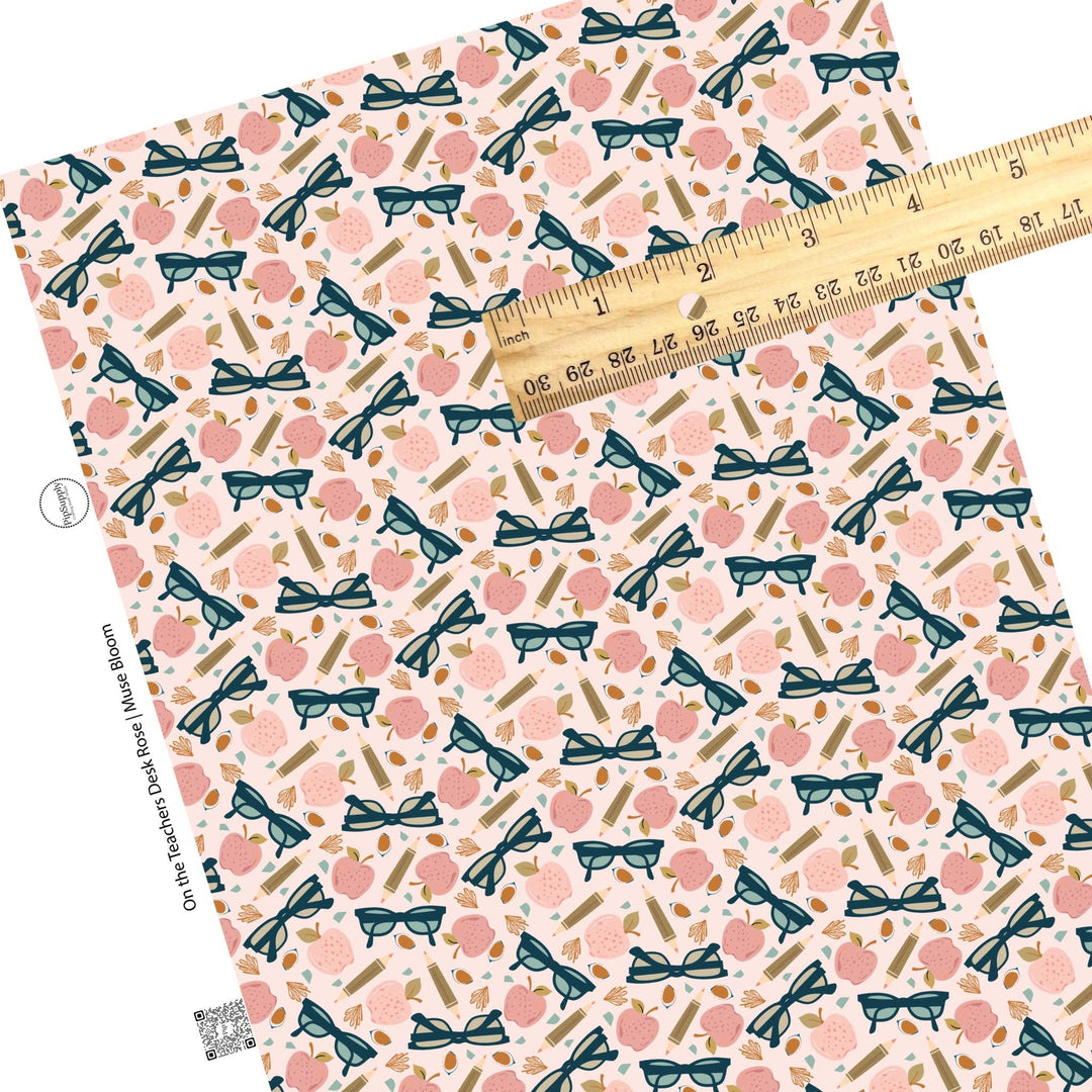 On The Teachers Desk Rose Faux Leather Sheets