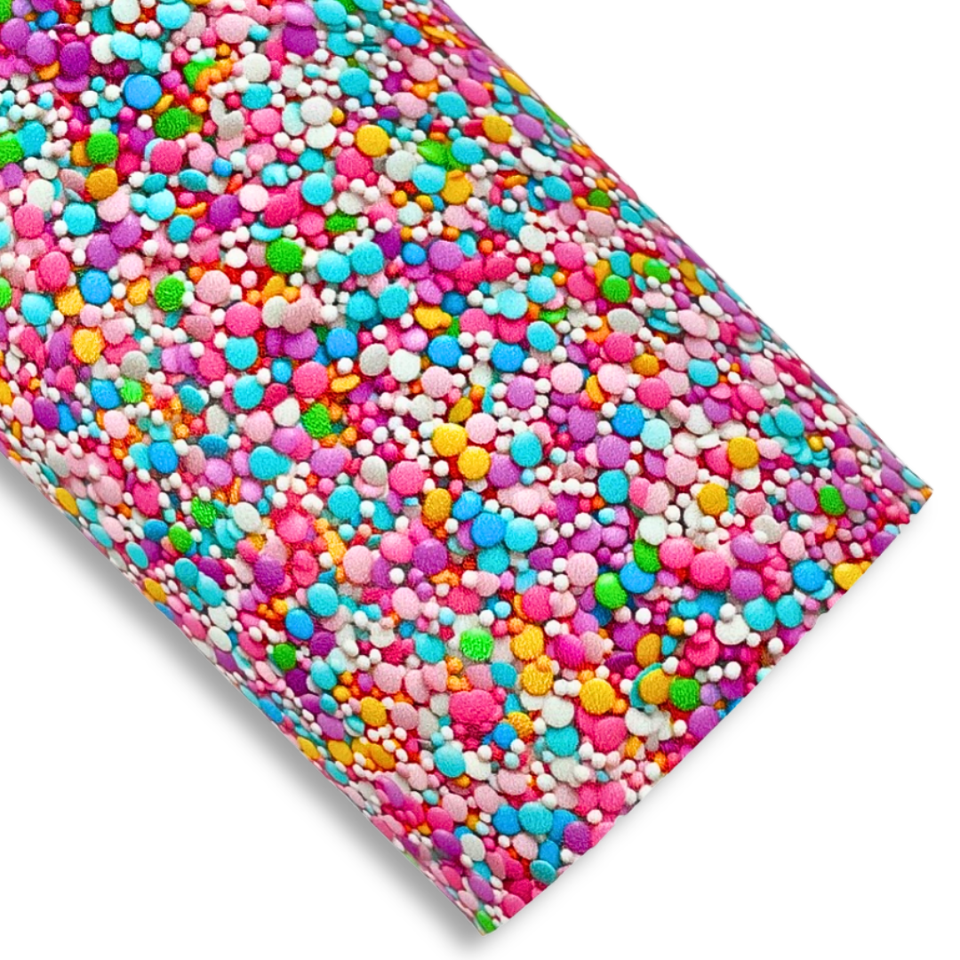 Realistic Pastel Sprinkles Faux Leather Sheet