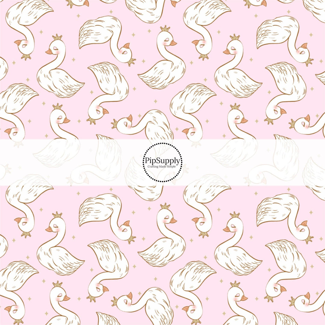 Swans and Stars on Pink Bow Strips