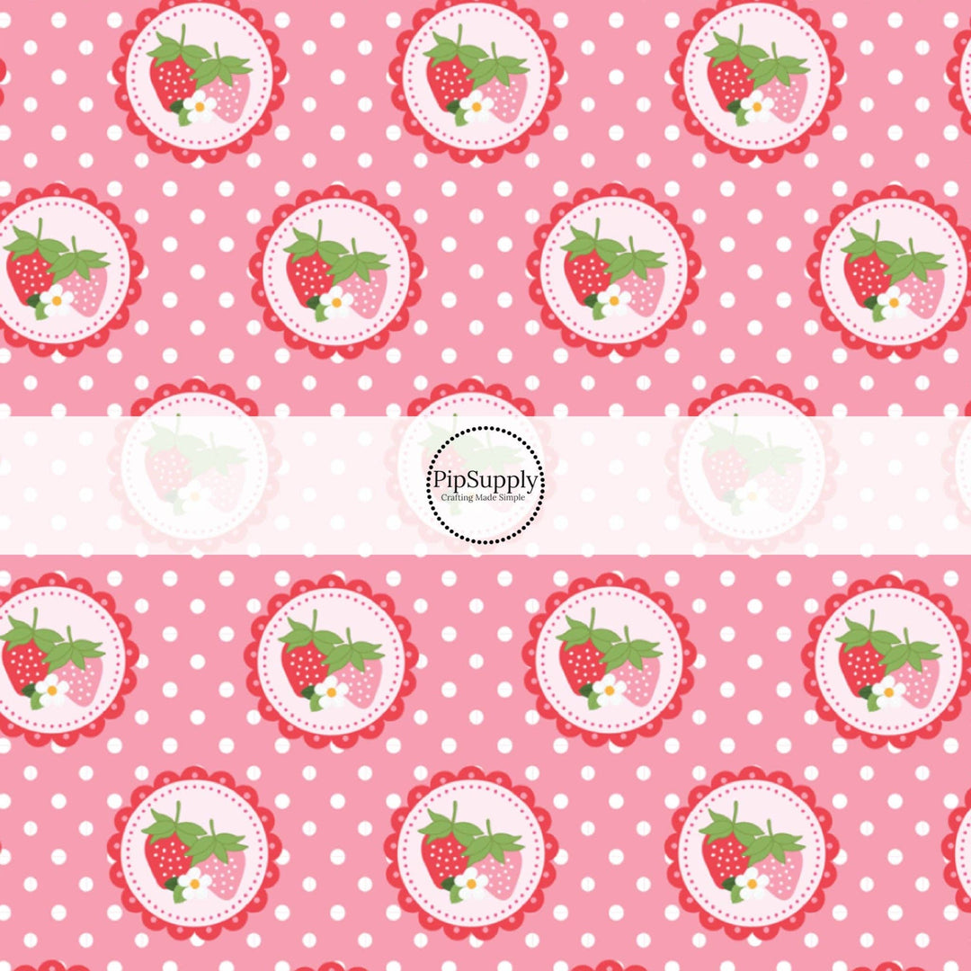 Strawberries and Polka Dots Hair Bow Strips