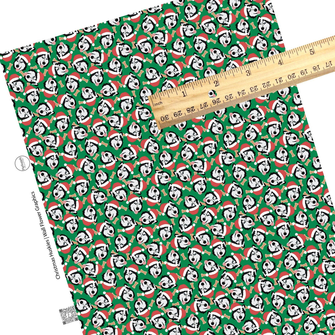 Christmas Huskies Faux Leather Sheets