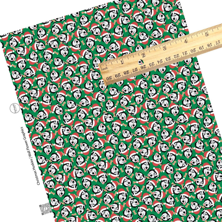 Christmas Huskies Faux Leather Sheets